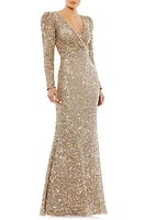 Mac Duggal Long Sleeve Sequin Trumpet Gown at Nordstrom,