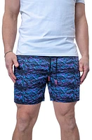 Maceoo Swim Lion Purple Texture Trunks Black at Nordstrom,