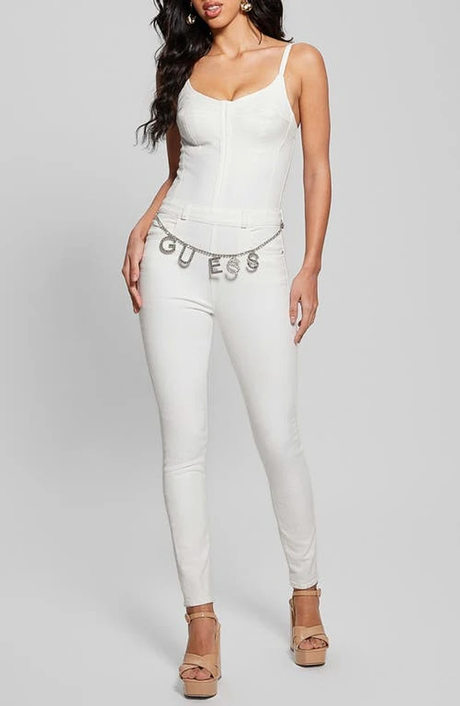 GUESS Vanna Sleeveless Denim Jumpsuit White at Nordstrom,