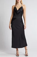 Chelsea28 Cowl Neck Satin Halter Midi Dress at Nordstrom,