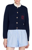 sandro Samba Cardigan in Deep Blu at Nordstrom, Size 1