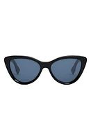 'Fendi Lettering 55mm Cat Eye Sunglasses in Shiny Black /Blue at Nordstrom