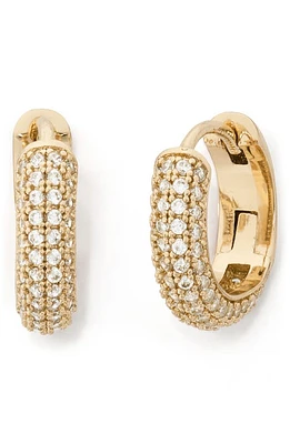 Kate Spade New York brilliant statements pavé mini huggie hoop earrings in Clear/Gold at Nordstrom