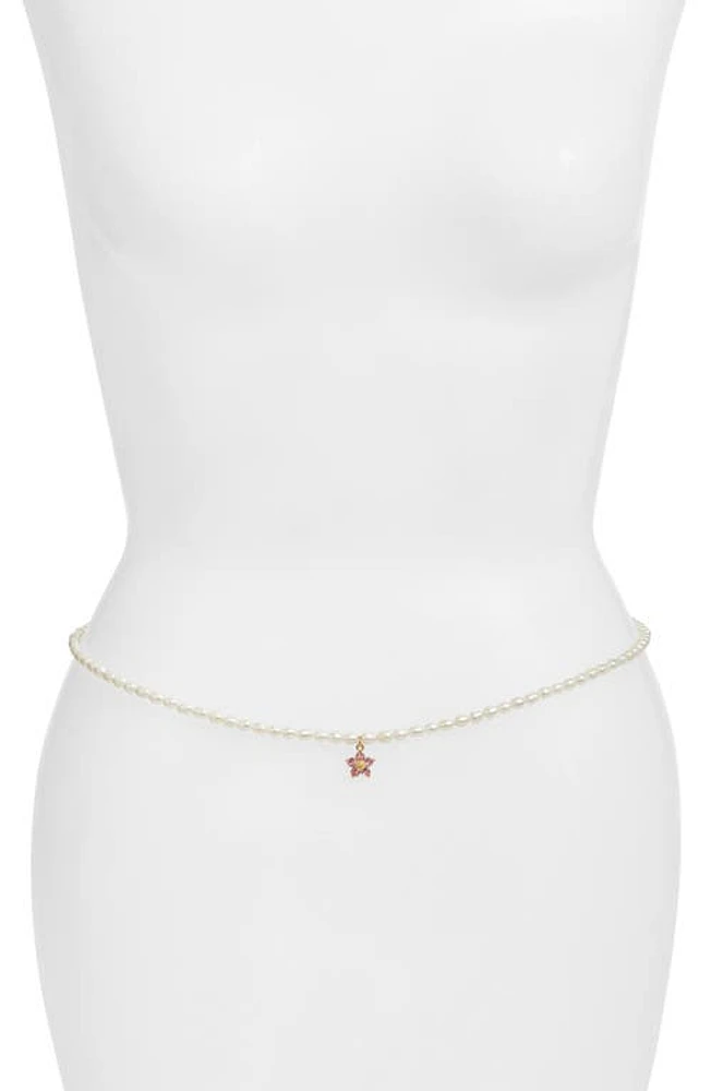 VIDAKUSH Freshwater Pearl Hibiscus Belly Chain at Nordstrom