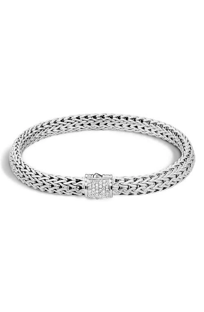 John Hardy Classic Chain Pavé Diamond Station Rope Bracelet in Silver at Nordstrom, Size Large