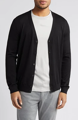 BOSS Mardon Virgin Wool Cardigan Black at Nordstrom,