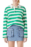 Grey Lab Stripe Cotton Blend Polo Shirt Green at Nordstrom,