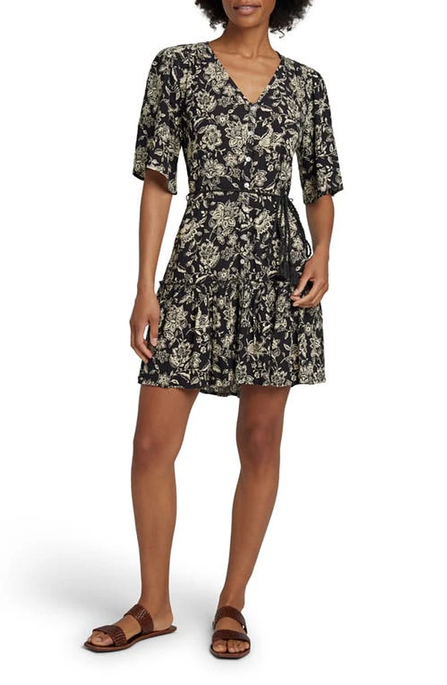 Faherty Orinda Tie Waist Button-Up Crepe Minidress at Nordstrom,