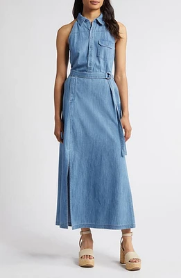 Du Paradis Paros Belted Sleeveless Maxi Shirtdress Vintage Denim at Nordstrom,