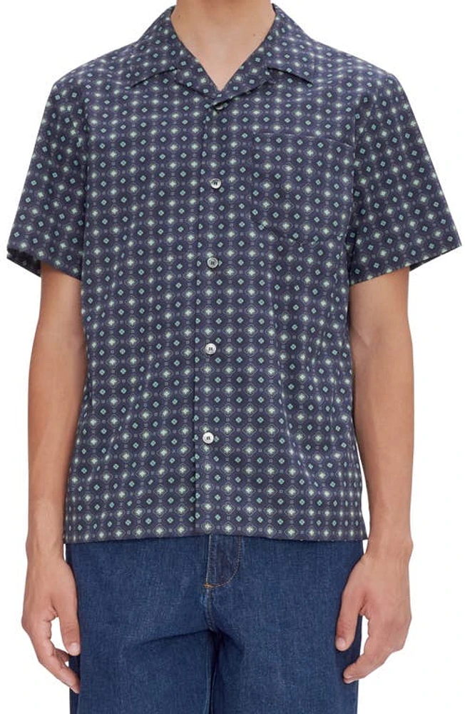 A. P.C. Lloyd Geometric Medallion Print Camp Shirt at Nordstrom,