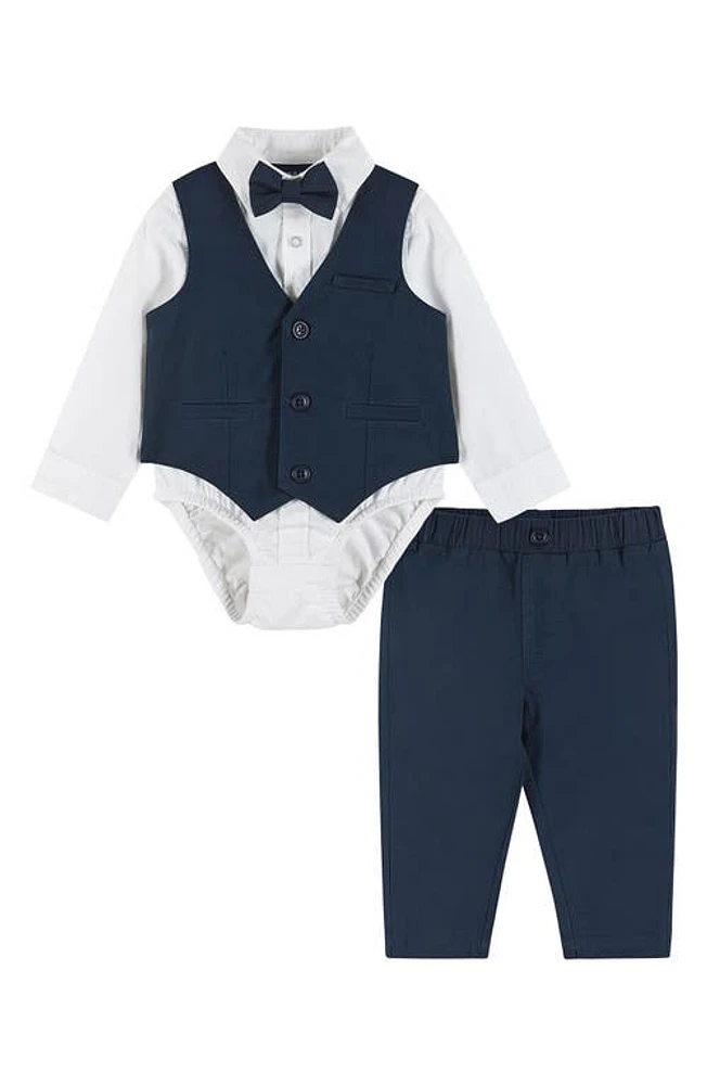 Andy & Evan Vest, Button-Up Bodysuit, Pants Bow Tie Set Navy at Nordstrom,