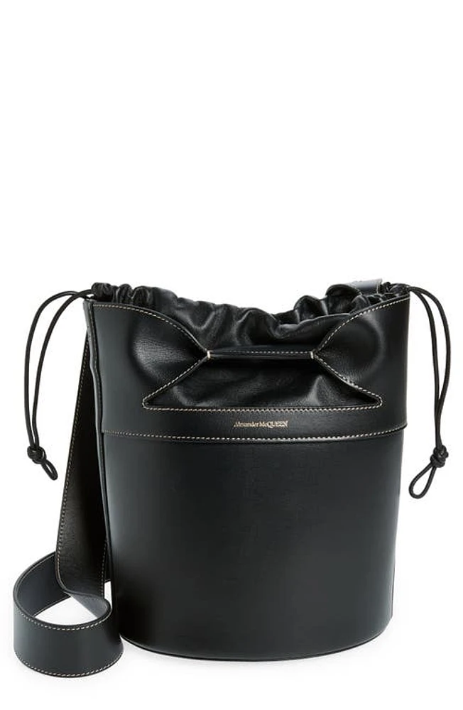 Alexander McQueen Bow Leather Bucket Bag in Black at Nordstrom