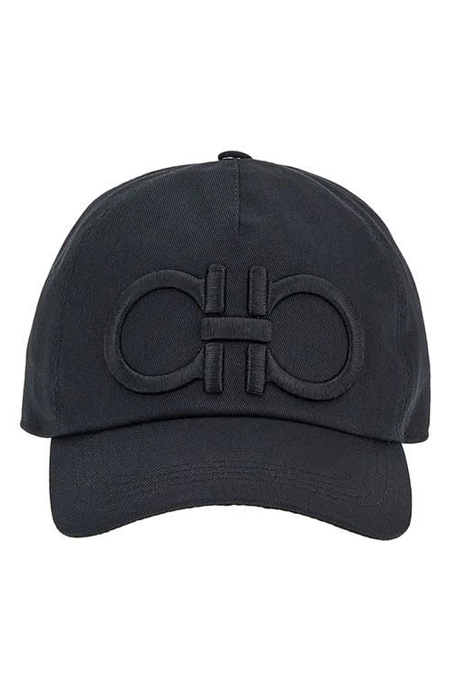 FERRAGAMO Embroidered Double Gancio Baseball Cap in Nero Nero at Nordstrom