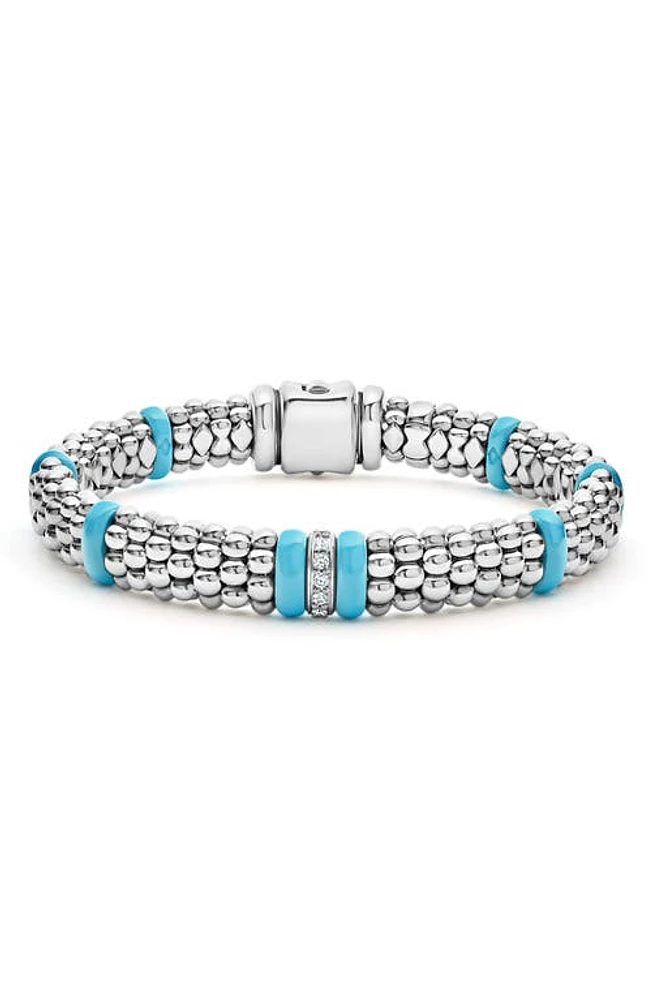 LAGOS Blue Caviar Diamond Link Bracelet in Blue Ceramic at Nordstrom