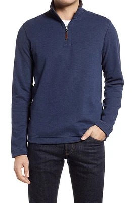 Johnston & Murphy Reversible Quarter Zip Pullover Navy/Brown at Nordstrom,