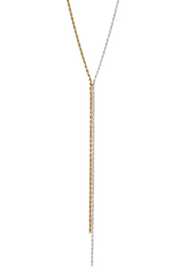 Argento Vivo Sterling Silver Two Tone Rope Chain Y-Necklace in Gold/Sil at Nordstrom