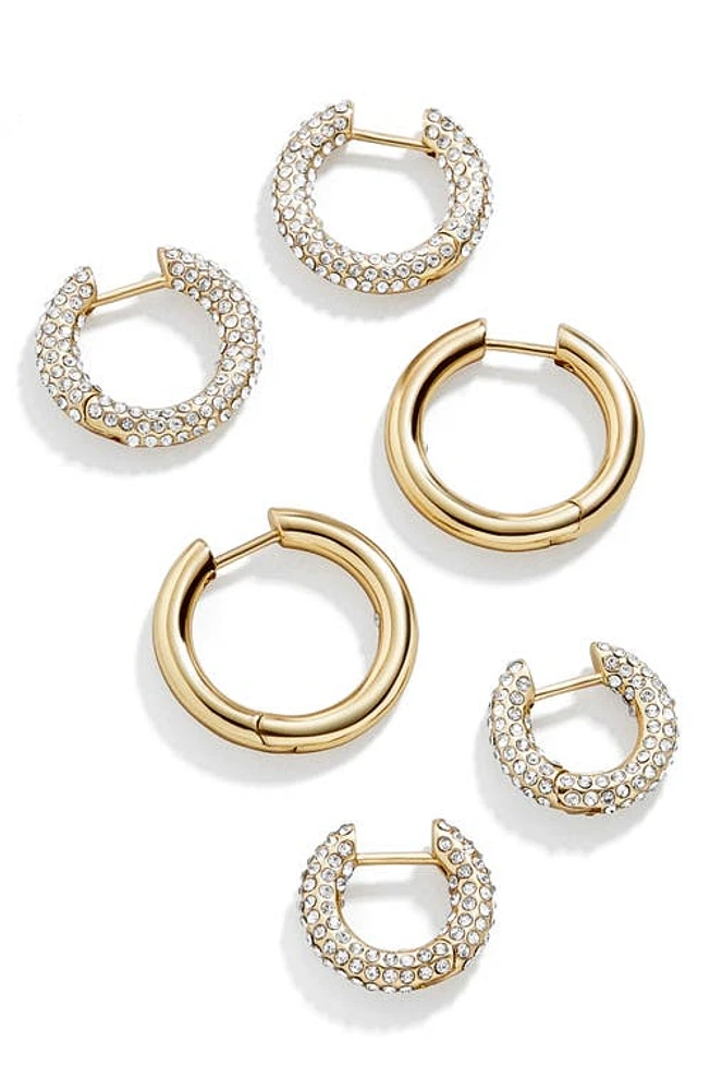 BaubleBar Lucy Set of 3 Huggie Hoop Earrings in Gold at Nordstrom