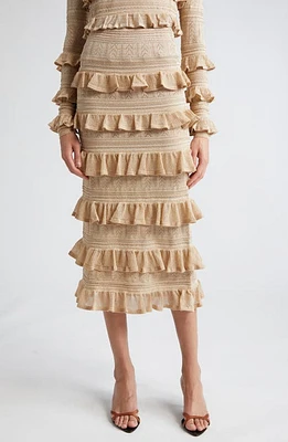 Zimmermann Matchmaker Ruffle Metallic Pointelle Sweater Skirt in Gold Lurex at Nordstrom, Size 4