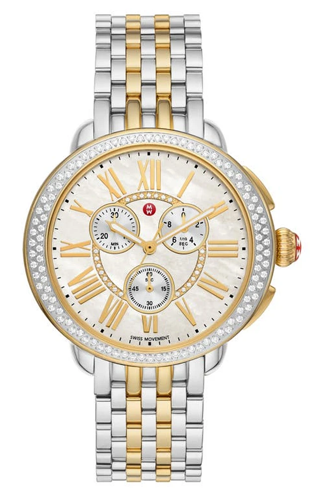 MICHELE Serein Diamond Bracelet Chronograph Watch