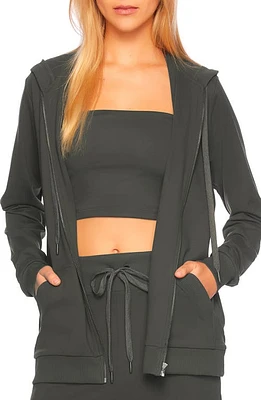 Susana Monaco Rib Trim Full Zip Hoodie at Nordstrom,