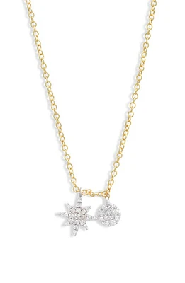 Meira T Dual Diamond Pendant Necklace in Two Toned Yellow Gold at Nordstrom, Size 18