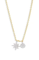 Meira T Dual Diamond Pendant Necklace in Two Toned Yellow Gold at Nordstrom, Size 18