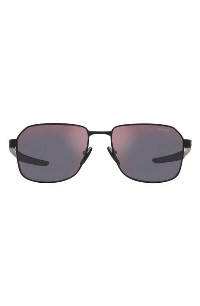 Prada Linea Rossa 57mm Rectangular Sunglasses in Dark Grey at Nordstrom