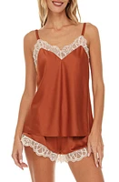 Flora Nikrooz Gabby Lace Trim Satin Charmeuse Short Pajamas at Nordstrom,