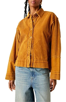 Free People Full Moon Corduroy Shirt Bronze at Nordstrom,