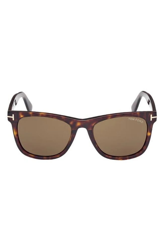 TOM FORD Kevyn 52mm Square Sunglasses in Shiny Dark Havana /Roviex at Nordstrom