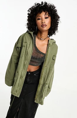 ASOS DESIGN Hooded Cotton Twill Parka Khaki at Nordstrom, Us