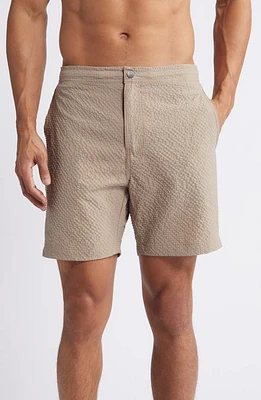 Nordstrom Flat Front Seersucker Swim Trunks at Nordstrom,