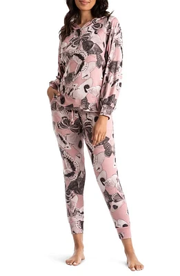 Midnight Bakery Juno Butterfly Hooded Top & Joggers Lounge Set in Pink at Nordstrom, Size X-Large