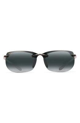 Maui Jim Banyans PolarizedPlus2 67mm Rectangle Sunglasses in Gloss Black /Neutral Grey at Nordstrom