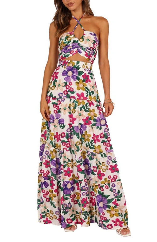 Petal & Pup Kari Halter Crop Top & Maxi Skirt in Floral at Nordstrom, Size Large