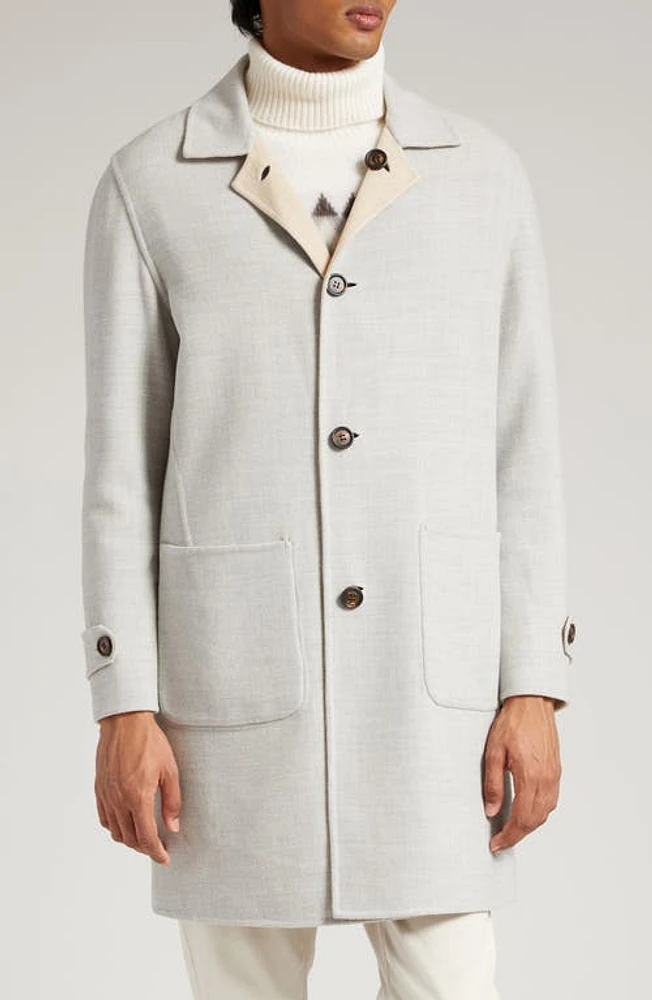 Eleventy Reversible Double Face Wool Coat Light Grey-Sand-White at Nordstrom, Us