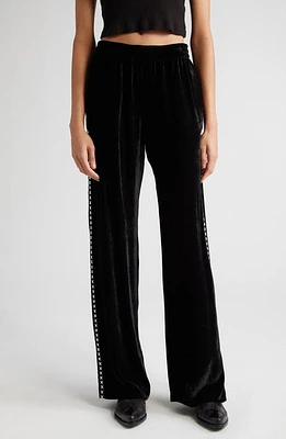 Golden Goose Journey Embroidered Side Stripe Velvet Track Pants in Black at Nordstrom, Size 4 Us