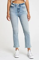 DAZE Shy Girl High Waist Raw Hem Crop Flare Jeans at Nordstrom,