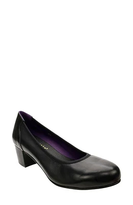 David Tate Simona Block Heel Pump Black Leather at Nordstrom,