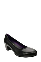 David Tate Simona Block Heel Pump Black Leather at Nordstrom,