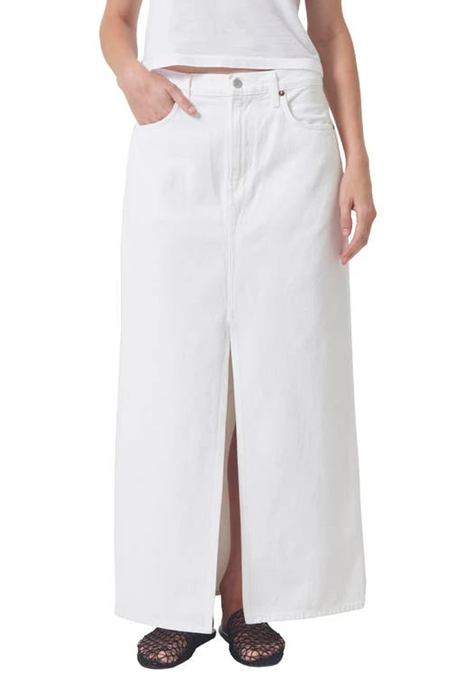 AGOLDE Leif Organic Cotton Denim Maxi Skirt Milkshake at Nordstrom,