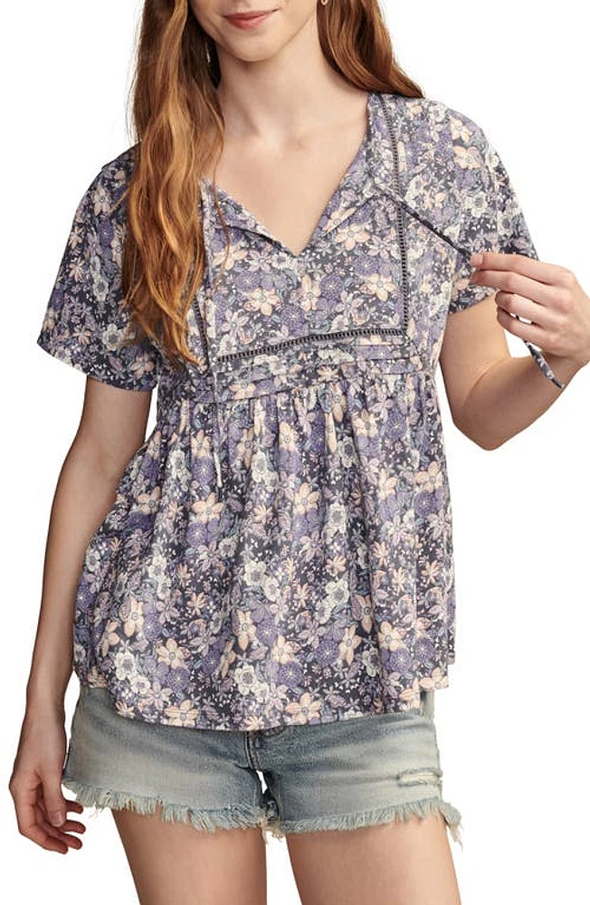 Lucky Brand Print Pintuck Knit Top Multi at Nordstrom,