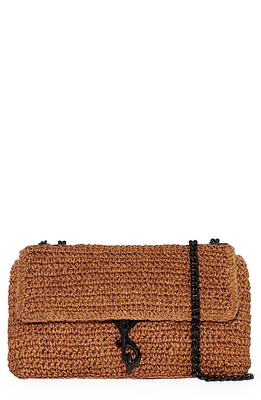 Rebecca Minkoff Medium Edie Straw Convertible Crossbody Bag in Saddle/Black at Nordstrom