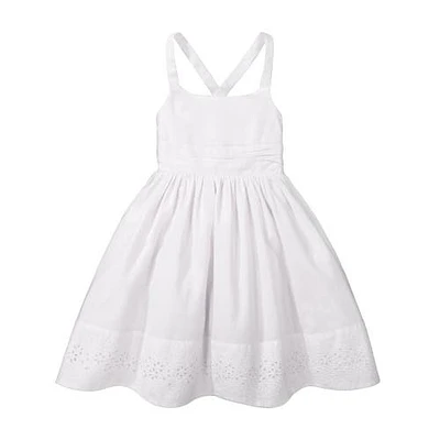 Hope & Henry Girls' Sleeveless Special Occasion Sun Dress with Bow Back Detail and Embroidery, Toddler White at Nordstrom,