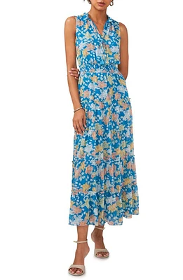 1.STATE Floral Print Sleeveless Maxi Dress Naples Blue at Nordstrom,