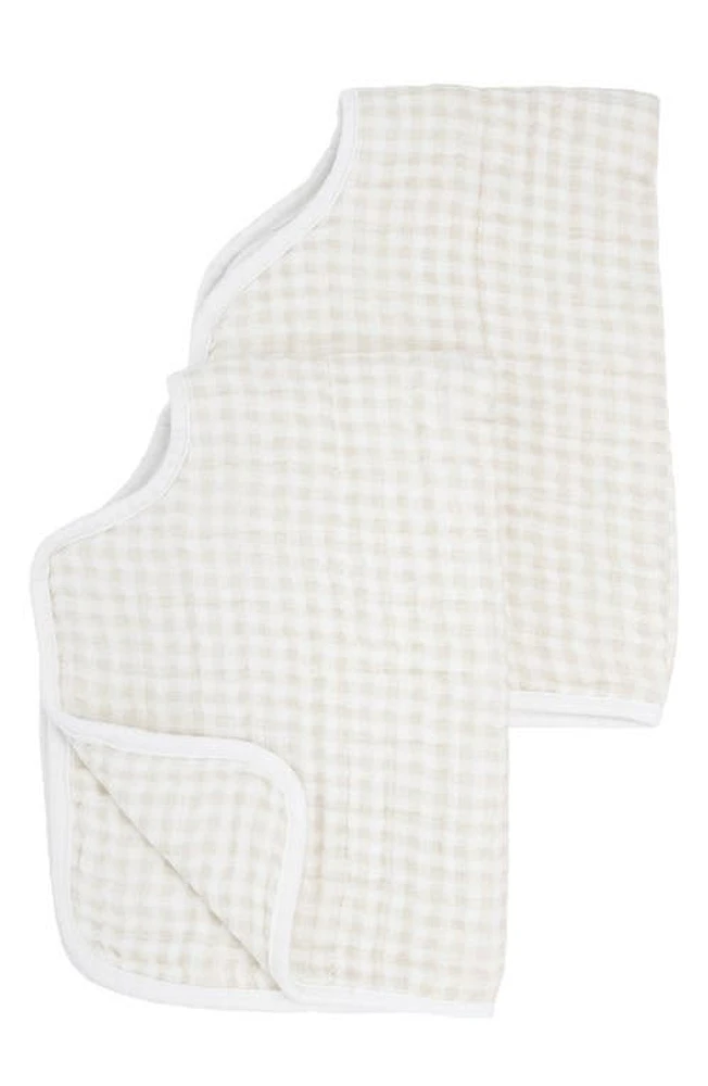 little unicorn Assorted 2-Pack Cotton Muslin Burp Cloths in Tan Gingham at Nordstrom