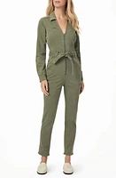 PAIGE Jolie Long Sleeve Cotton Blend Cargo Jumpsuit in Vintage Ivy Green at Nordstrom, Size 6