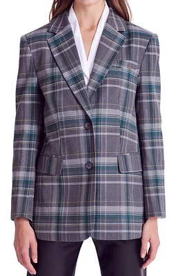 English Factory Plaid Two-Button Blazer Grey/Green at Nordstrom,