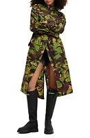 AllSaints Daneya Camo Print Nylon Parka Khaki Green at Nordstrom,