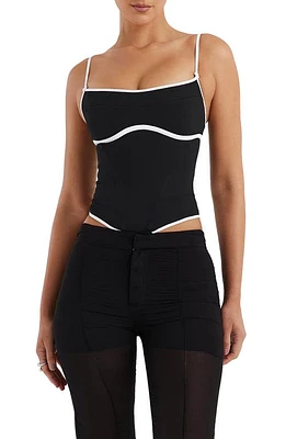 Mistress Rocks Contrast Trim Corset Top in Black at Nordstrom, Size X-Small